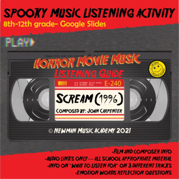 Preview of Scream (1996): Horror Movie Music Listening Guide *Google Slides*