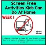 Screen Free Lesson Plans During Distance Learning WEEK 1 #