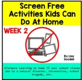 Screen Free Lesson Plans During Distance Learning WEEK 2 
