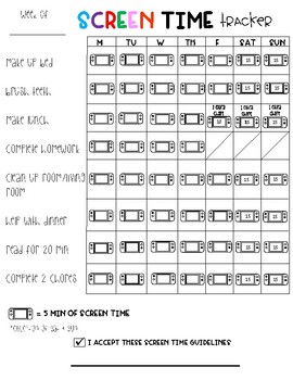 Printable Screen Time Chart