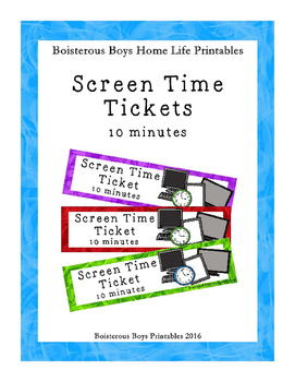 screen time tickets computer tv tablet with earning pocket page