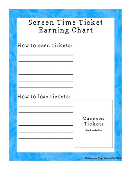 Earn Screen Time Chart