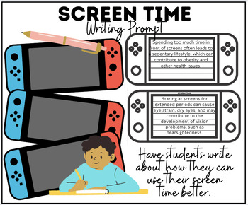 Preview of Screen Time | Writing Prompt Assignment | Project ELA Earth Day Activities