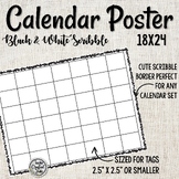 Scribble Black and White Calendar Poster | 18x24 Calendar Poster
