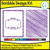 Scribble Design Kit/Bundle (Papers, Borders, & Labels Clipart)