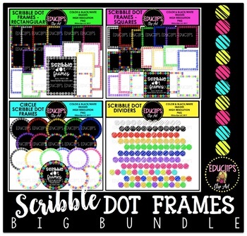 Preview of Scribble Dot Frames Big Bundle {Educlips Clipart}