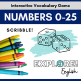 Scribble! EDITABLE English / ELL Vocabulary Game - Numbers 0-25