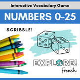 Scribble! EDITABLE French Vocabulary Game - Numbers 0-25