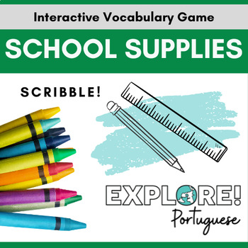 Preview of Scribble! EDITABLE Portuguese Vocabulary Game - School Supplies
