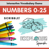 Scribble! EDITABLE Spanish Vocabulary Game - Numbers 0-25