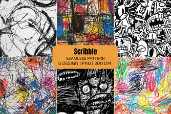 Preview of Scribble Seamless Patterns Digital Paper Background