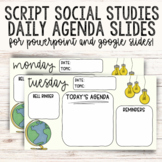 Script Social Studies Agenda Slide Templates for PPT and G
