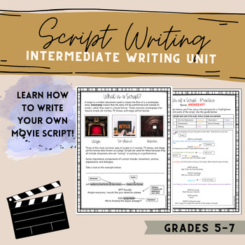 Preview of Script Writing Intermediate Unit - Create Your Own Movie Script!