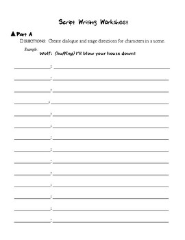 Preview of Script Writing Worksheet