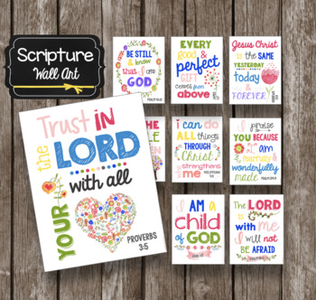Preview of Scripture Posters - Kids Wall Art - Pslam Cards - Christian Printables