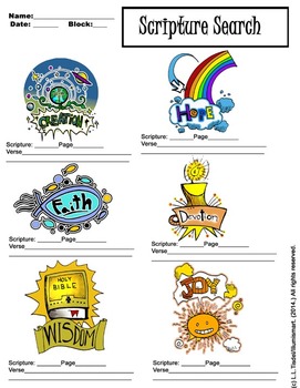 Preview of Scripture Search Worksheets and 4 Color Christian Clip-Art