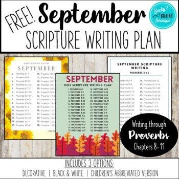 Scripture Writing Plan for September - FREE by Becky's Brainy Boutique