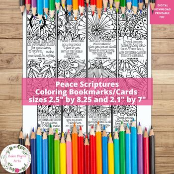 Preview of Scriptures on Peace Coloring Bookmarks, Bible Verses Christian Prayer Mandalas