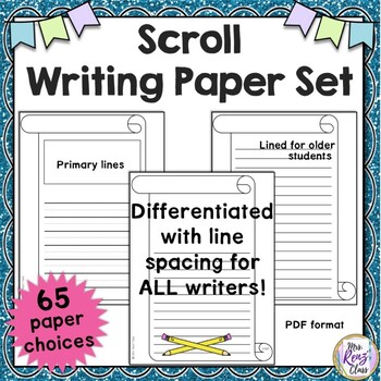 Preview of Scroll Border Writing Paper Set (65 pages) Lined & Unlined Writing Paper Options