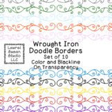 Scroll Iron Doodle Borders Clip Art PNG Blackline Included