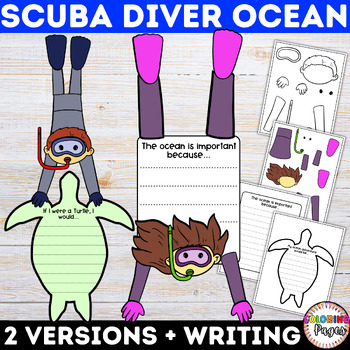 Preview of Scuba Diver Ocean Craft End of the Year Summer Activities Bulletin Board Writing