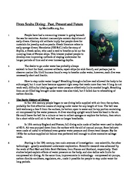 Preview of Scuba Diving - Informational Text Test Prep