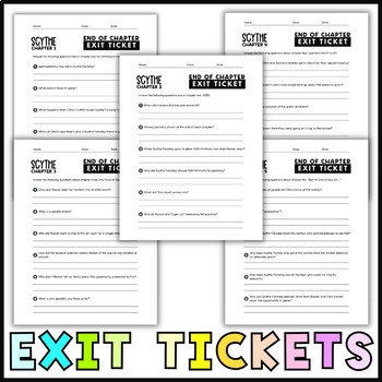 Scythe Book 1 Exit Ticket Worksheets and Quickwrite Prompts Chapters 1 ...