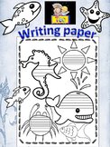 Summer Writing Paper Ocean Themed Sea black and white dist