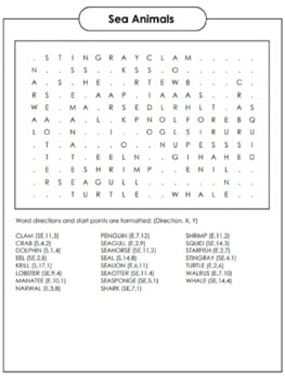 Sea Animal Crossword by Angela s Classroom Teachers Pay Teachers