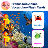 French Sea Animal Vocabulary Flash Cards