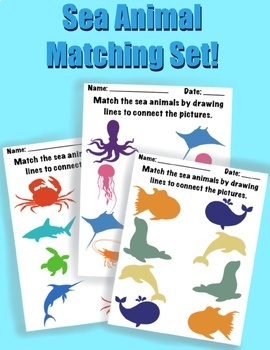 Preview of Sea Animal Matching Activity Set!