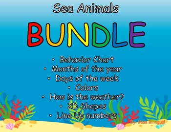 Preview of Sea Animals BUNDLE: months days weather colors shapes behavior line up numbers