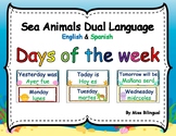 Sea Animals Dual Language Days of the Week in English-blue & Spanish-green