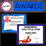 EDITABLE Sea Animals End of the Year Awards