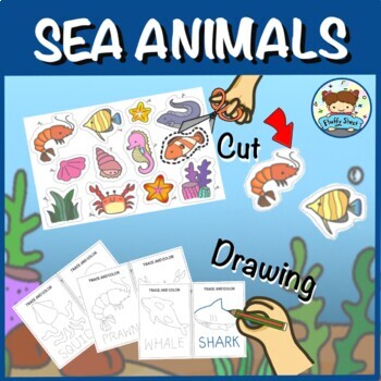 Preview of Sea Animals : Trace and Color for kids