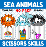 Sea Animals Trace and Cut Activity for Preschool - Kinder 