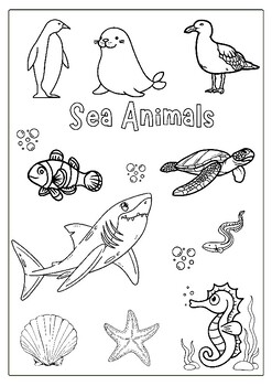 Preview of Sea Animals Handwriting Practice | 22 Sea Animals | Kindergarten and SPED