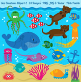 Sea Animals and Sea Creatures Clipart Clip Art - Commerical Use