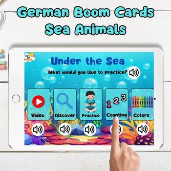 Preview of Sea Animals in German - Boom Cards