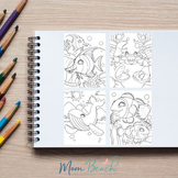 Sea Creature Chibis Coloring Pack - 30 Pages - 8.5 x 11 - 