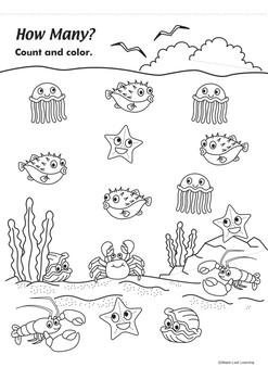 Download Sea Creatures Coloring Worksheet by Maple Leaf Learning | TpT