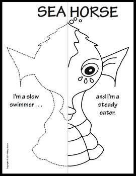 Preview of Sea Creatures Symmetry Activity Coloring Pages