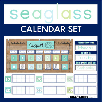 Preview of Sea Glass Calendar Weather Seasons Days in School Set