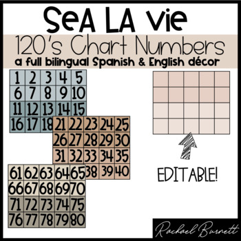 Preview of Sea La Vie - 120 Pocket Chart Numbers EDITABLE bundle