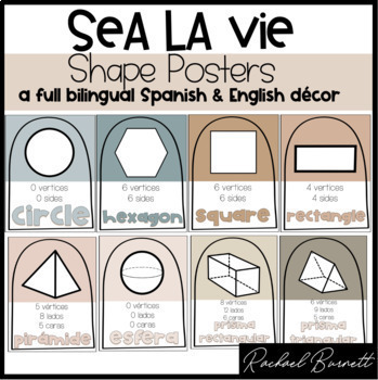 Preview of Sea La Vie - 2D and 3D Shape Posters - English & Spanish bundle Editable