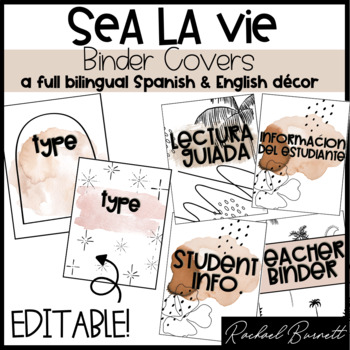 Preview of Sea La Vie - Binder Covers - English & Spanish bundle
