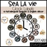 Sea La Vie - Clock Labels - English & Spanish EDITABLE bundle