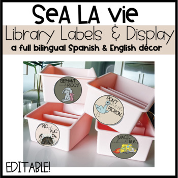 Preview of Sea La Vie - Library Labels EDITABLE bundle