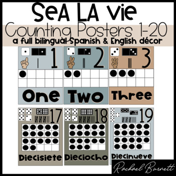 Preview of Sea La Vie - Math Number Posters - English & Spanish bundle