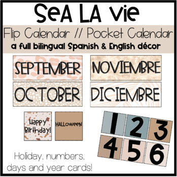 Preview of Sea La Vie - Pocket Chart & Flip Calendar - EDITABLE bundle